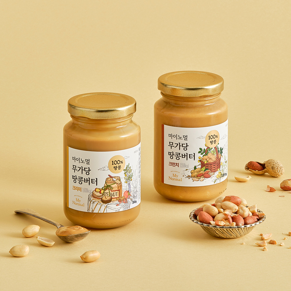 [마이노멀] 무가당 땅콩버터 100% (크런치/크리미) 250g